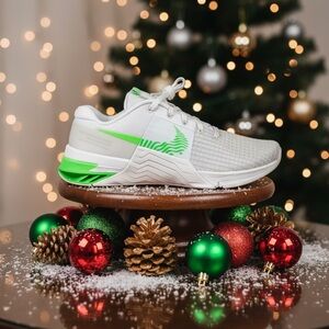 Nike White and Green Athletic Shoes